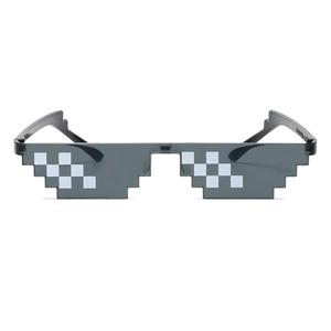 Thug Life pixelated mosaic sunglasses with black frame and white square patterns
