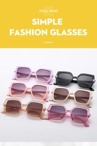 Detail of square kids sunglasses with pearl accents on hinges in various colors