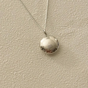 Polished 925 sterling silver ball pendant necklace with a minimalist fine link chain