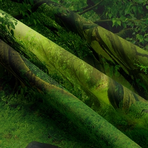 Macro detail of high-definition forest print on premium textured fabric tapestry