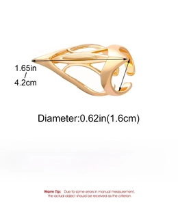 Detailed sizing chart and specifications for gold punk style alloy finger nail ring