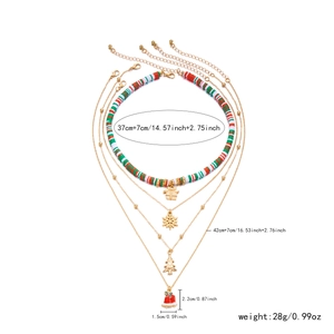 Detailed size specifications for Christmas beaded necklace set with festive charms