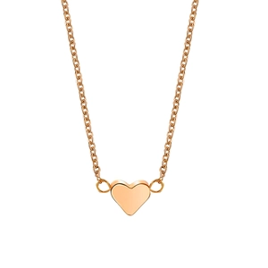 Close-up of elegant rose gold necklace featuring a polished heart pendant on a chain