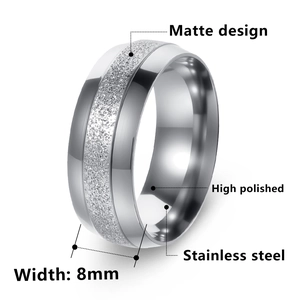 8mm matte stainless steel ring with high polished edges and a sleek metal finish