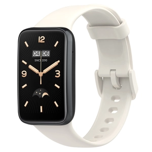 Close-up of white silicone strap with buckle for Xiaomi Band 7 Pro replacement
