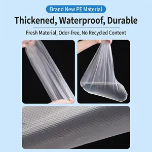 Thickened transparent PE disposable rain boot covers with anti-slip texture and high elasticity
