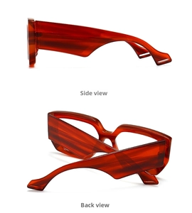 Detail view of bold tortoiseshell oversized frames showing side and back temples