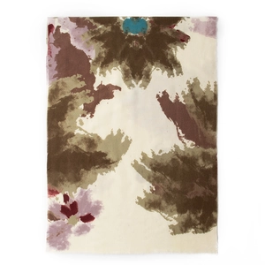 Écharpe vintage en imitation cachemire à motifs floraux et franges beige et rouge