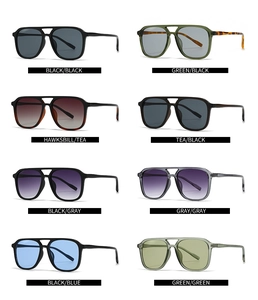 Grid view showcasing eight color variants of modern retro square aviator sunglasses