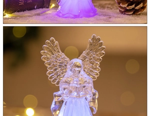 Detailed view of LED acrylic angel light with color-changing crystal texture for Christmas