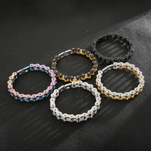 Men Stainless Steel Bike Chain Bracelet Punk Rock Hip Hop Industrial Style Motorcycle Links Biker Jewelry