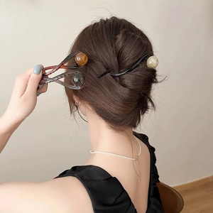 Elegant twist hair claws with pearls for women, brown and black hair clips hair accessories