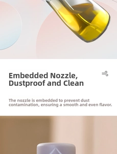 Détail de la buse intégrée du vaporisateur d'huile avec design hygiénique anti-poussière