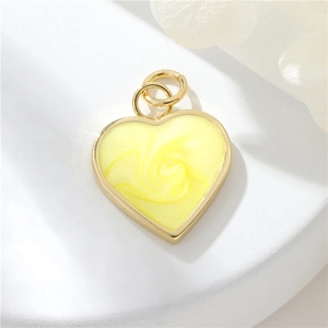 Premium 14K gold filled yellow heart charm with colorful enamel and swirl pattern