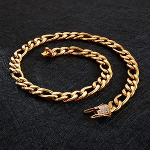 Collana A Catena Figaro Da Uomo In Acciaio Inossidabile Con Chiusura In Strass Gioielli Hip Hop Di Lusso