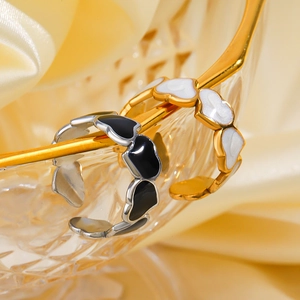 Heart Adjustable Ring Stainless Steel Enamel Drip Oil Fashion Trendy Minimalist Jewelry For Women