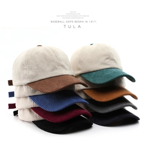 Corduroy Baseball Cap Two Tone Adjustable Curved Brim Warm Outdoor Sun Protection Vintage Casual Hat For Men Women