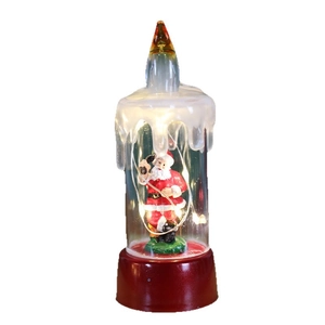 Luminous Christmas crystal ball candle light with Santa Claus figurine and LED lighting