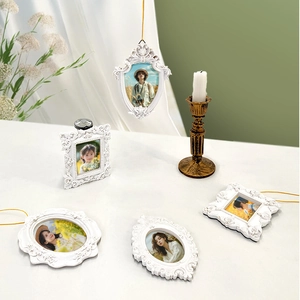 Vintage white resin mini photo frames in various shapes for elegant wall or tree decoration