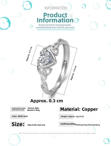 Detailed view of heart-shaped emerald zircon ring with Celtic knot band dimensions