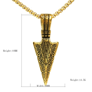Arrow Pendant Necklace Stainless Steel Textured Spearhead For Men Punk Vintage Tribal Style Jewelry
