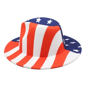 Chapeau Fedora classique avec motif drapeau américain en feutre pour homme et femme