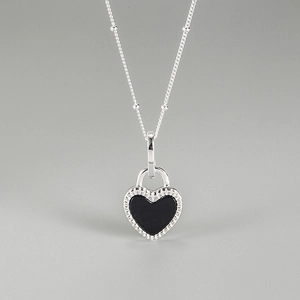 S925 Sterling Silver Double Sided Agate Mother Of Pearl Heart Lock Pendant Necklace Minimalist Luxury Clavicle Jewelry For Women Gift