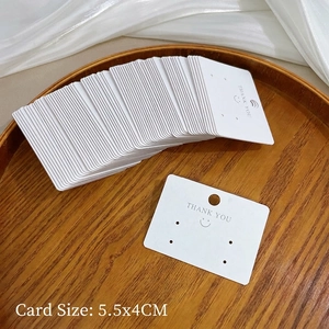 Cartellini bianchi per orecchini con scritta Thank You 5,5x4cm set da 4 fori