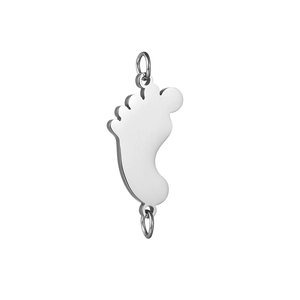 Silver stainless steel foot pendant with double rings for DIY necklace jewelry making