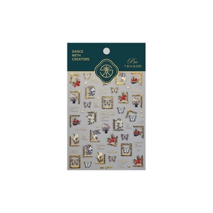 Vintage oil painting butterfly nail art stickers with gold embossed frames M-895 stickers