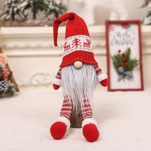 Christmas gnomes with reindeer knit hats and striped long legs for festive home decor