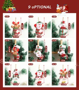 Detailed chart showing weights and dimensions of 9 Santa Claus door hanging ornaments
