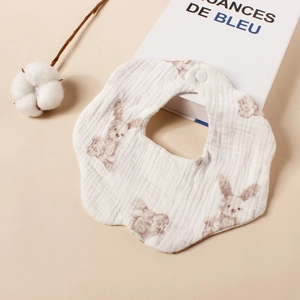 Zachte hydrofiele baby slab van puur katoen met schattige konijnenprint en bloemvorm