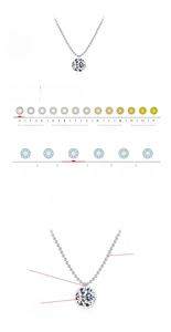 Detail of 2.0ct D color VVS1 Moissanite S925 silver necklace showing 58 facets cut