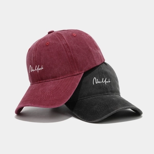 Casquettes de baseball vintage en coton bordeaux et noir avec broderie New York pour unisexe