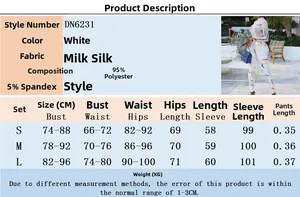 Detailed size chart for women's slim fit jumpsuit set showing CM measurements for S, M, L