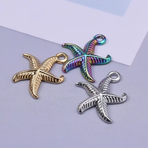 304 stainless steel starfish pendants in gold, silver, and rainbow colors for DIY jewelry