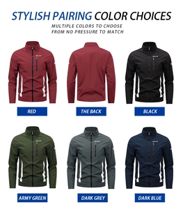 Detail view of multi-color stand collar outdoor jackets with functional zip pockets