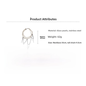 Spécifications de taille et matière du collier multicouche en perles de verre et acier