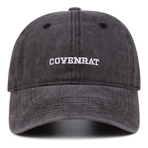 Minimalist washed dark grey baseball cap featuring COYENRAT embroidery for women