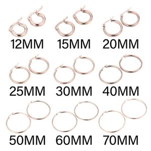 Minimalist Hoop Earrings Stainless Steel Polished Rose Gold Round Geometric Fashion Jewelry Accessories Women