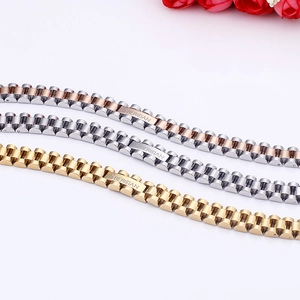 Presidential link stainless steel bracelets for men and women in gold, silver, and rose gold