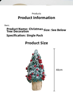Detailed 40cm mini Christmas tree with red berries, snow spray and burlap base