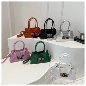 Chic faux crocodile leather crossbody bag in six colors with gothic lettering hardware