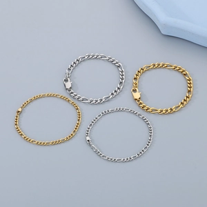 Gold and silver Figaro style stainless steel chain necklaces in 4mm and 6mm thickness