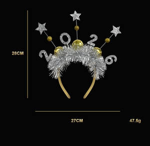 Detailed dimensions of 2026 New Year disco ball headband with 28cm height and 27cm width