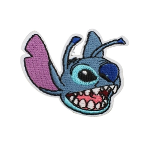 Parche bordado de Stitch para ropa infantil con perro azul de dibujos animados