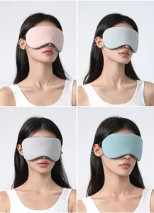 Detail of adjustable breathable ice silk sleep masks in four Morandi pastel colors