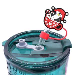 Christmas penguin silicone straw cover cap for 10mm reusable straws and tumblers