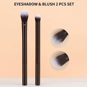 2 pcs makeup brush set with eyeshadow and blush brushes featuring soft gradient bristles